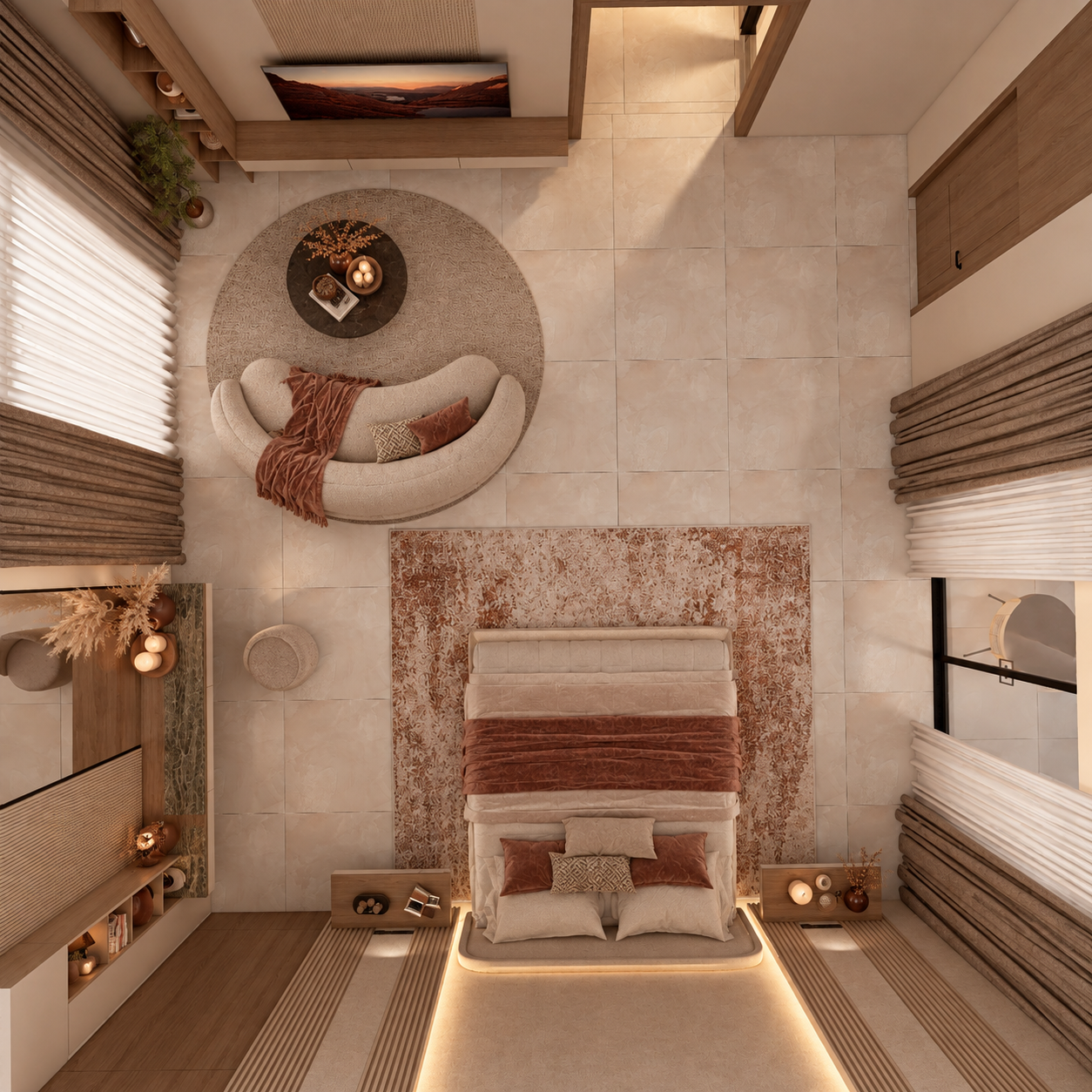 تصميم غرفة نوم رئيسية | تراس التصميم للاستشارات الهندسية